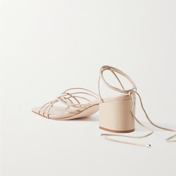 Porte & Paire Women's Leather Strappy Square Toe Sandals Cream Size 6 - Picture 8 of 9